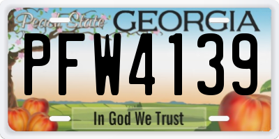 GA license plate PFW4139
