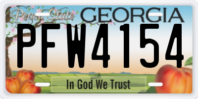 GA license plate PFW4154