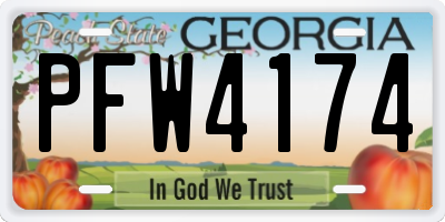 GA license plate PFW4174