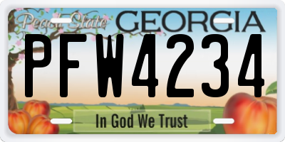 GA license plate PFW4234