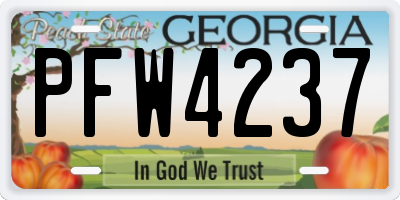 GA license plate PFW4237