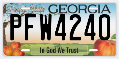 GA license plate PFW4240