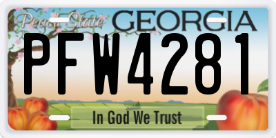 GA license plate PFW4281