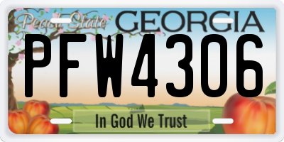 GA license plate PFW4306