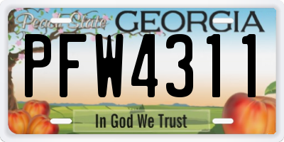 GA license plate PFW4311