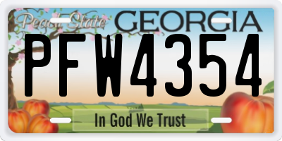 GA license plate PFW4354