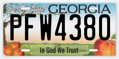 GA license plate PFW4380