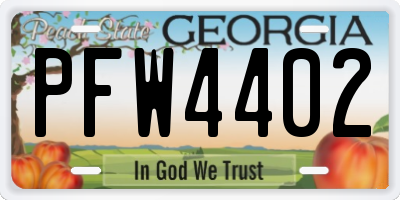 GA license plate PFW4402