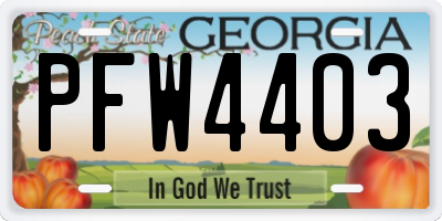 GA license plate PFW4403