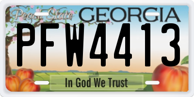 GA license plate PFW4413
