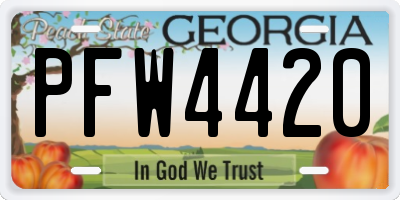 GA license plate PFW4420