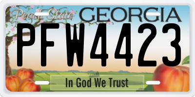GA license plate PFW4423