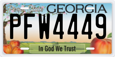 GA license plate PFW4449