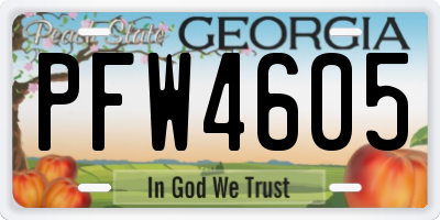 GA license plate PFW4605