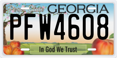 GA license plate PFW4608