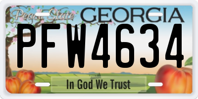 GA license plate PFW4634