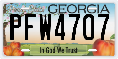 GA license plate PFW4707
