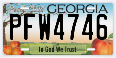 GA license plate PFW4746
