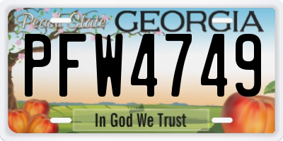 GA license plate PFW4749