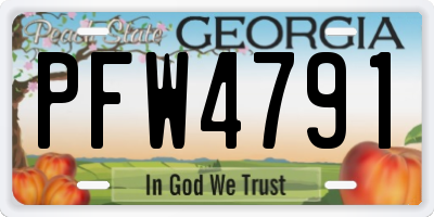 GA license plate PFW4791