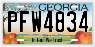 GA license plate PFW4834