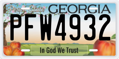 GA license plate PFW4932