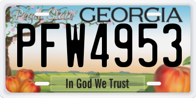 GA license plate PFW4953