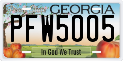 GA license plate PFW5005