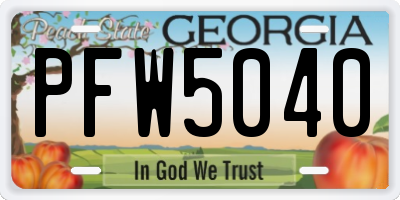 GA license plate PFW5040