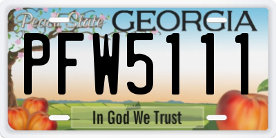 GA license plate PFW5111