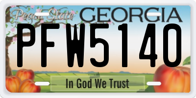 GA license plate PFW5140
