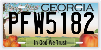 GA license plate PFW5182