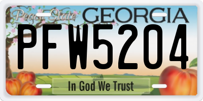 GA license plate PFW5204