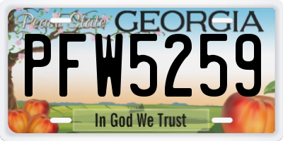 GA license plate PFW5259