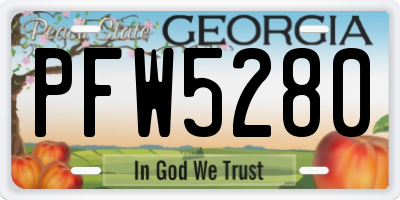 GA license plate PFW5280