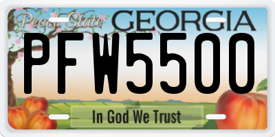 GA license plate PFW5500