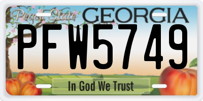 GA license plate PFW5749
