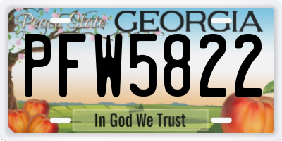 GA license plate PFW5822