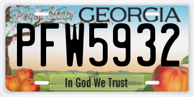 GA license plate PFW5932