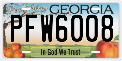 GA license plate PFW6008