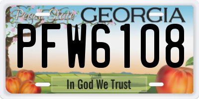 GA license plate PFW6108