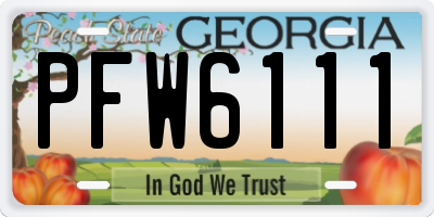 GA license plate PFW6111