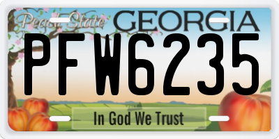 GA license plate PFW6235