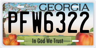 GA license plate PFW6322