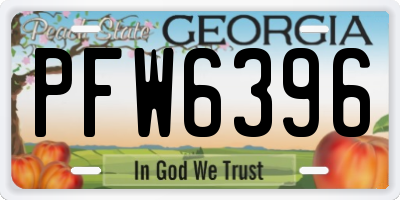 GA license plate PFW6396
