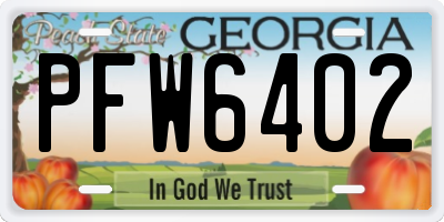 GA license plate PFW6402