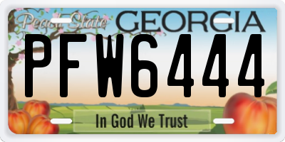 GA license plate PFW6444