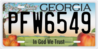GA license plate PFW6549