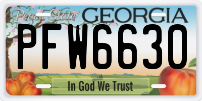 GA license plate PFW6630