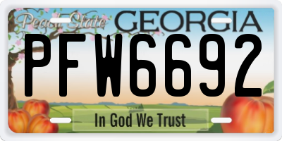 GA license plate PFW6692